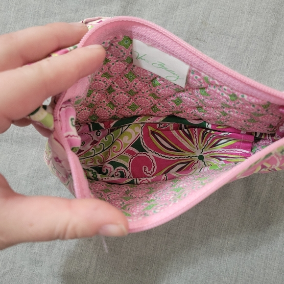Vera Bradley Pink Small Side Crossbody Purse Women's Bag Floral Green And Pink - Picture 3 of 4